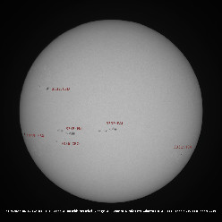 Sun Whole Disk 6-17-2023 with spot classes labeled