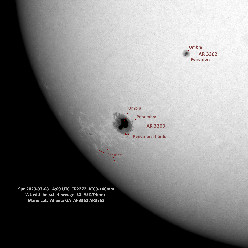 Sunspots AR 3363 & 3362 labeled